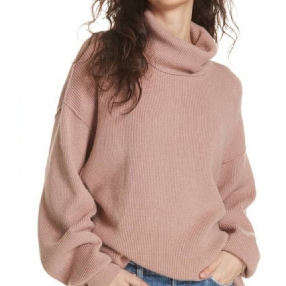 Free People Softly Structured Knit Tunic Top‎ Sweater Dusty Mauve Blush Size S